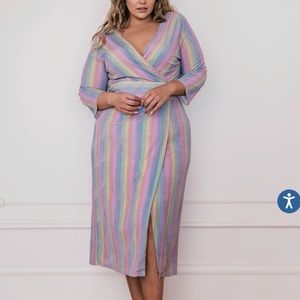 NWT JessaKae Luminara Dress in Pastel Rainbow 1XL